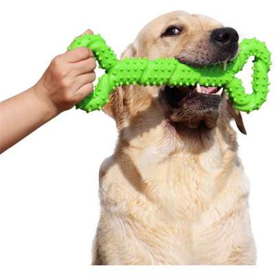 Best quality pet puzzle toy rubber bone shape dog chewing and teeth cleaning dog toy